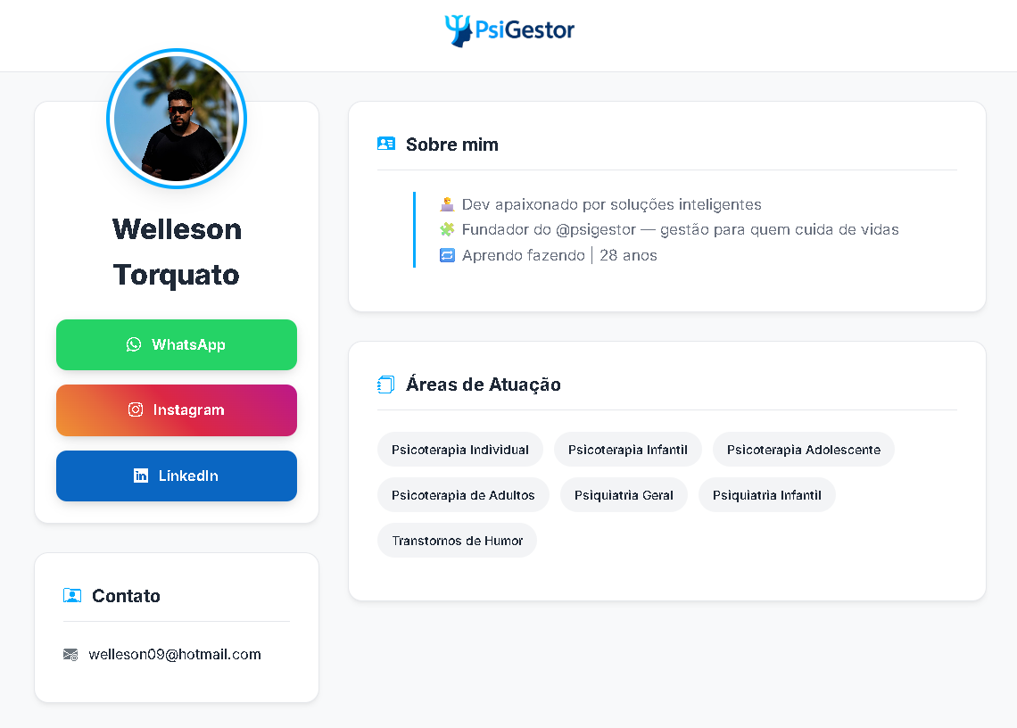 Nova atualização do PsiGestor permite Landing Page Pública personalizada para profissionais